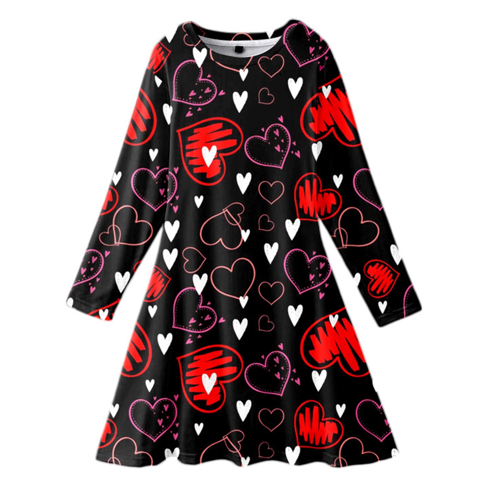 JSCDRPDWL Girls Dresses Toddler Baby Girl Valentine's Day Outfit Dress Kids Love Heart Ruffle Party Dress Spring Summer Clothes Dress Baby Girl Summer Clothes 7-8 Years